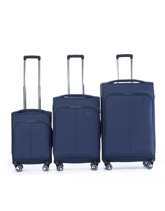 Grange 3 Piece Soft Suitcase Set - Indigo Blue