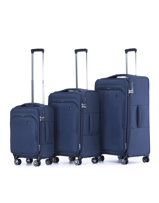 Grange 3 Piece Soft Suitcase Set - Indigo Blue