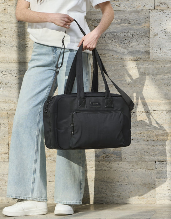 Metro Large Travel Split Tote Bag - Black Nylon