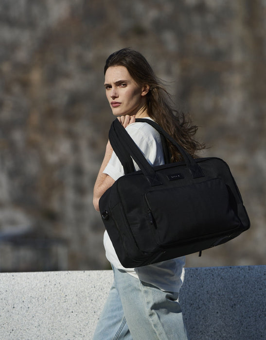 Metro Large Travel Split Tote Bag - Black Nylon