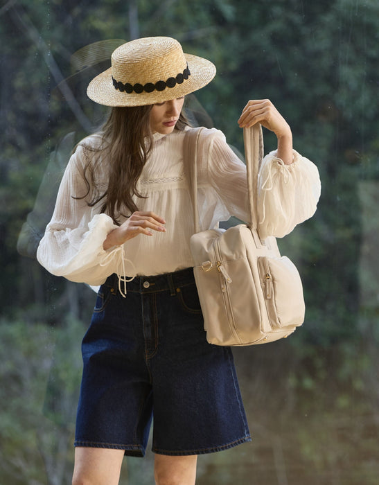 Metro Large Travel Split Tote Bag - Stone Nylon