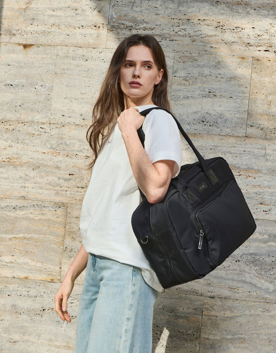 Metro Large Travel Split Tote Bag - Black Nylon