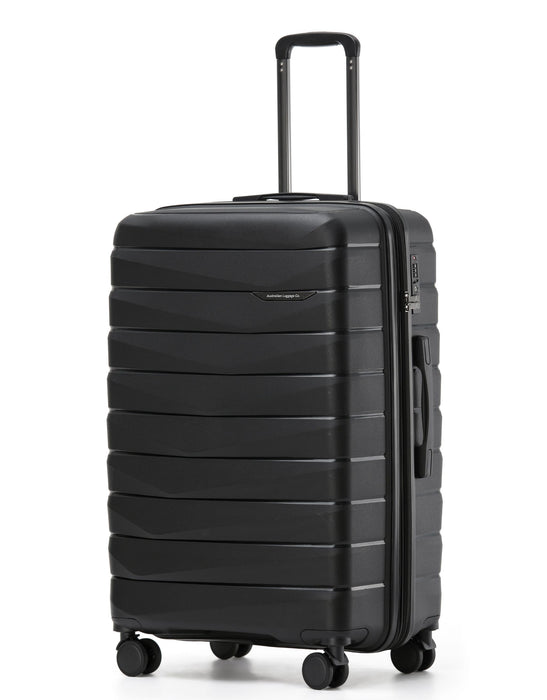 Aus Luggage Pilot 75cm Large Hard Suitcase - Black
