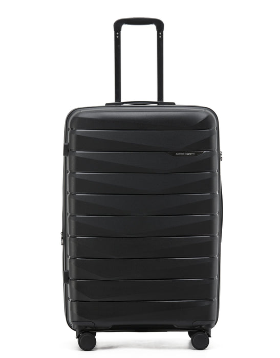 Aus Luggage Pilot 75cm Large Hard Suitcase - Black