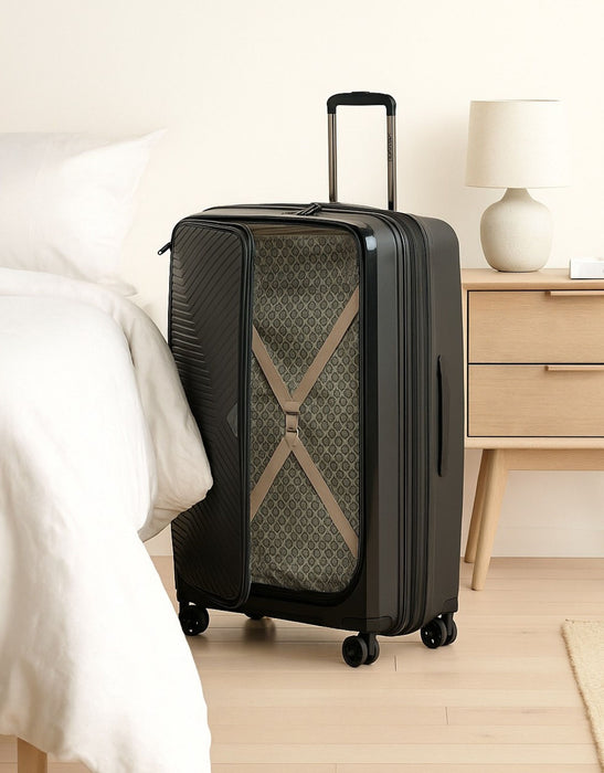 Space-X 76cm Large Dual Opening Hard Suitcase - Black
