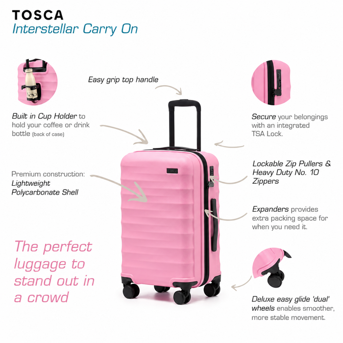 Interstellar 2.0 Hard Suitcase 3 Piece Set - Fuchsia