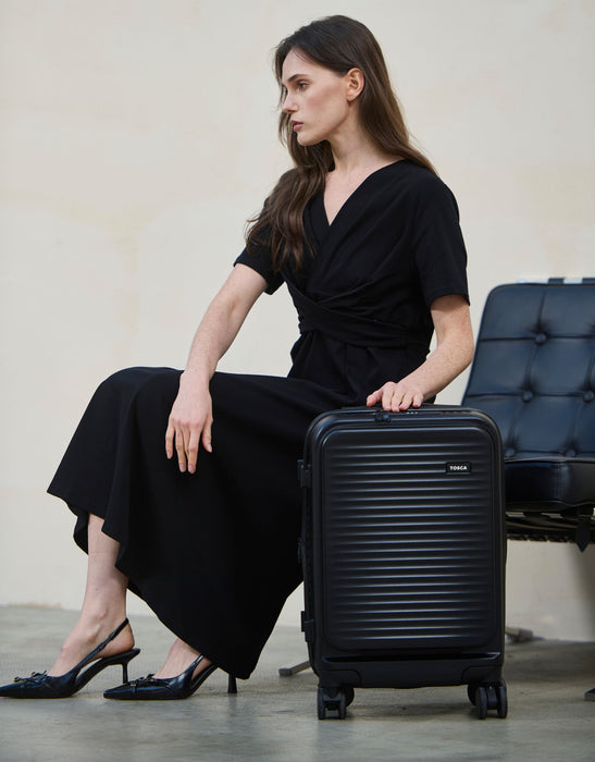 Zen 53cm Small Front Opening Hard Suitcase Carry On - Black