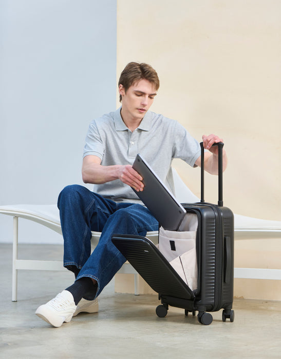 Zen 53cm Small Front Opening Hard Suitcase Carry On - Black