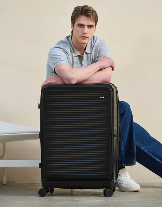 Zen 77cm Large Front Opening Hard Suitcase - Black