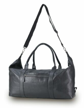 Vegan Leather Large Black Duffle Bag